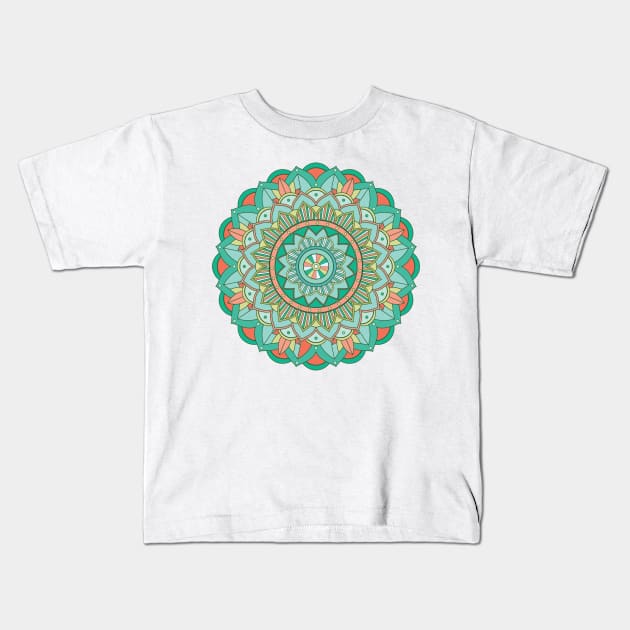 Colorful Mandala, mandala-design, mandala-art, geometric, abstract, mandala and spirituality, colorful, rainbow, mandala pattern, mandala flower patterns, Flower Mandala ,Spirituality Kids T-Shirt by Utopia Shop